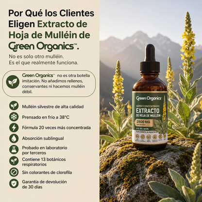 Gotas de Mullein Green Organics | Alivio Respiratorio Natural