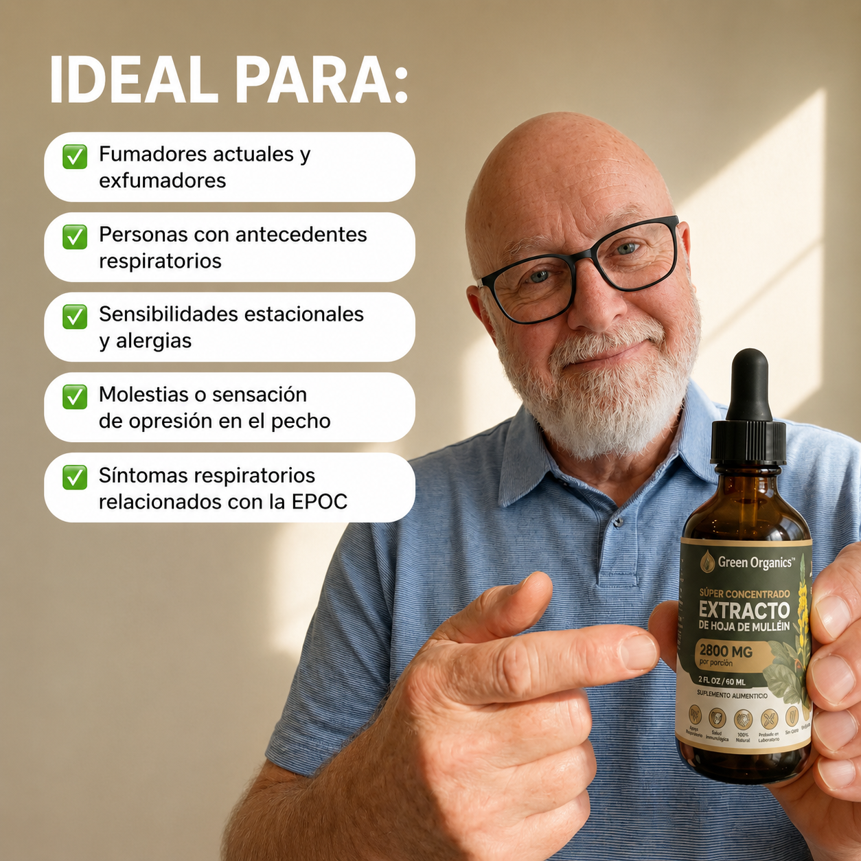 Gotas de Mullein Green Organics | Alivio Respiratorio Natural