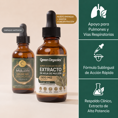 Gotas de Mullein Green Organics | Alivio Respiratorio Natural