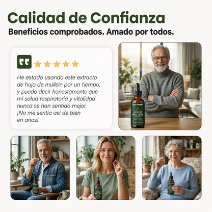 Gotas de Mullein + Clorofila Green Organics | Alivio Respiratorio Natural